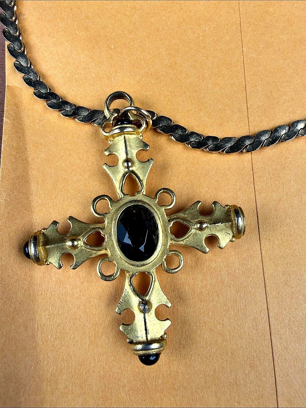 C. Stein Black & Gold Cross Pendant Necklace